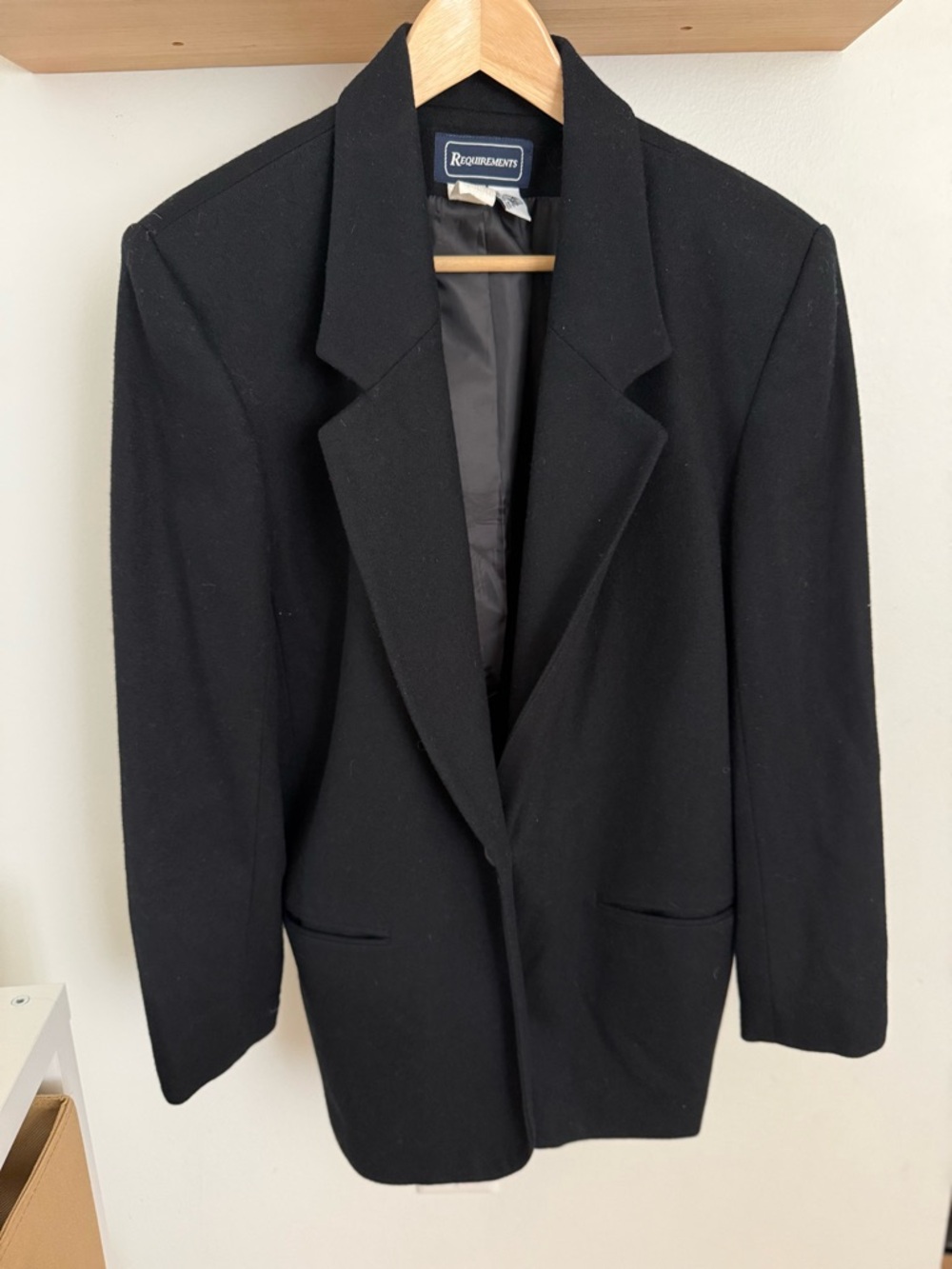 Requirements Black Wool Coat with Classic Notch Collar